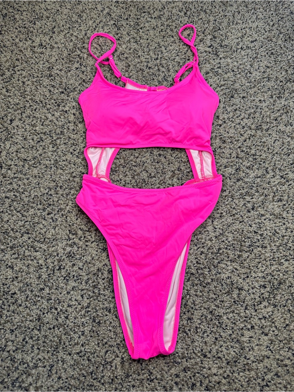 Women's Neon Pink Cutout One-Piece Swimsuit